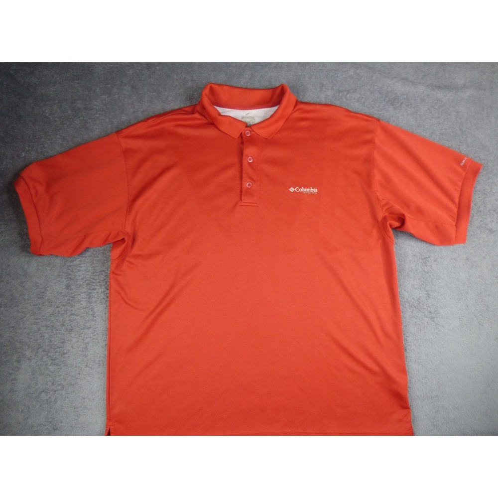 Columbia PFG Mens Orange Short Sleeve Vented Fishing Polo Shirt XL FM6016